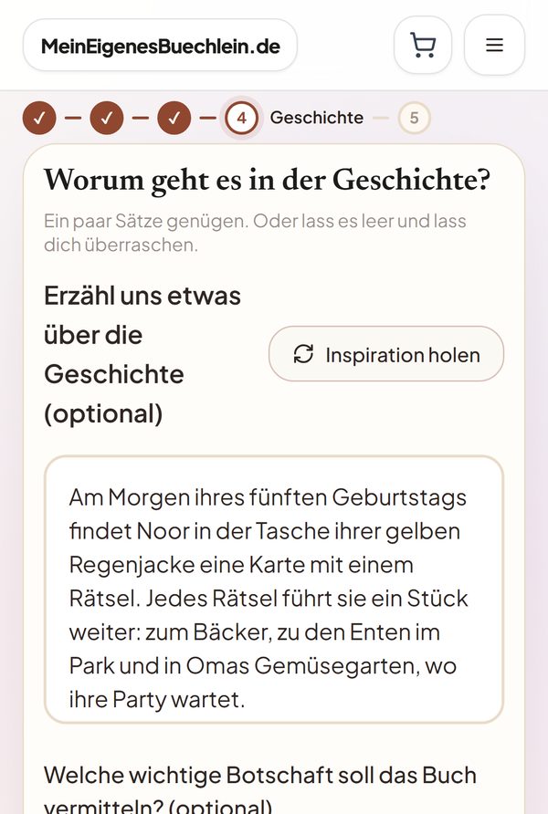 Schritt 4: drei Sätze über eine Schnitzeljagd zum Bäcker, zu den Enten und in Omas Garten
